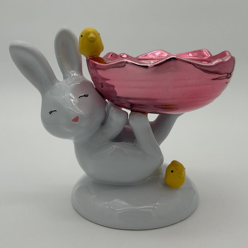 Bath & Body Works Easter Bunny Pink Egg & Chicks 3 Wick Pedestal Candle Holder